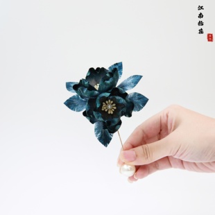 原创设计非遗绒花胸针桑蚕丝精致墨色胸花国风配饰礼物 江南拾花