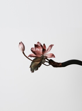 江南拾花 非遗手作绒花秋荷发簪高品质蚕丝旗袍国风汉服发饰簪子