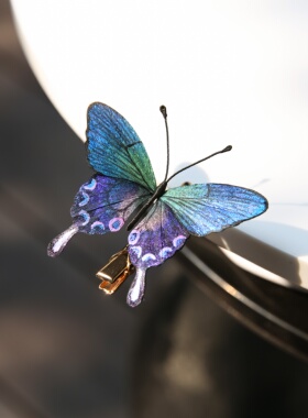 江南拾花 非遗手工绒花发簪颤动蝴蝶发夹U钗汉服胸针配饰独特精致