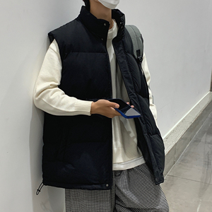 秋冬加棉加厚情侣款羽绒棉马甲男士纯色潮流坎肩保暖休闲背心P22图片