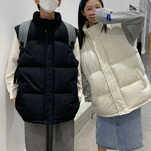 秋冬加棉加厚情侣款羽绒棉马甲男士纯色潮流坎肩保暖休闲背心P22图片