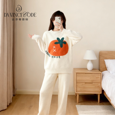 达芬奇密码半边绒睡衣女家居服