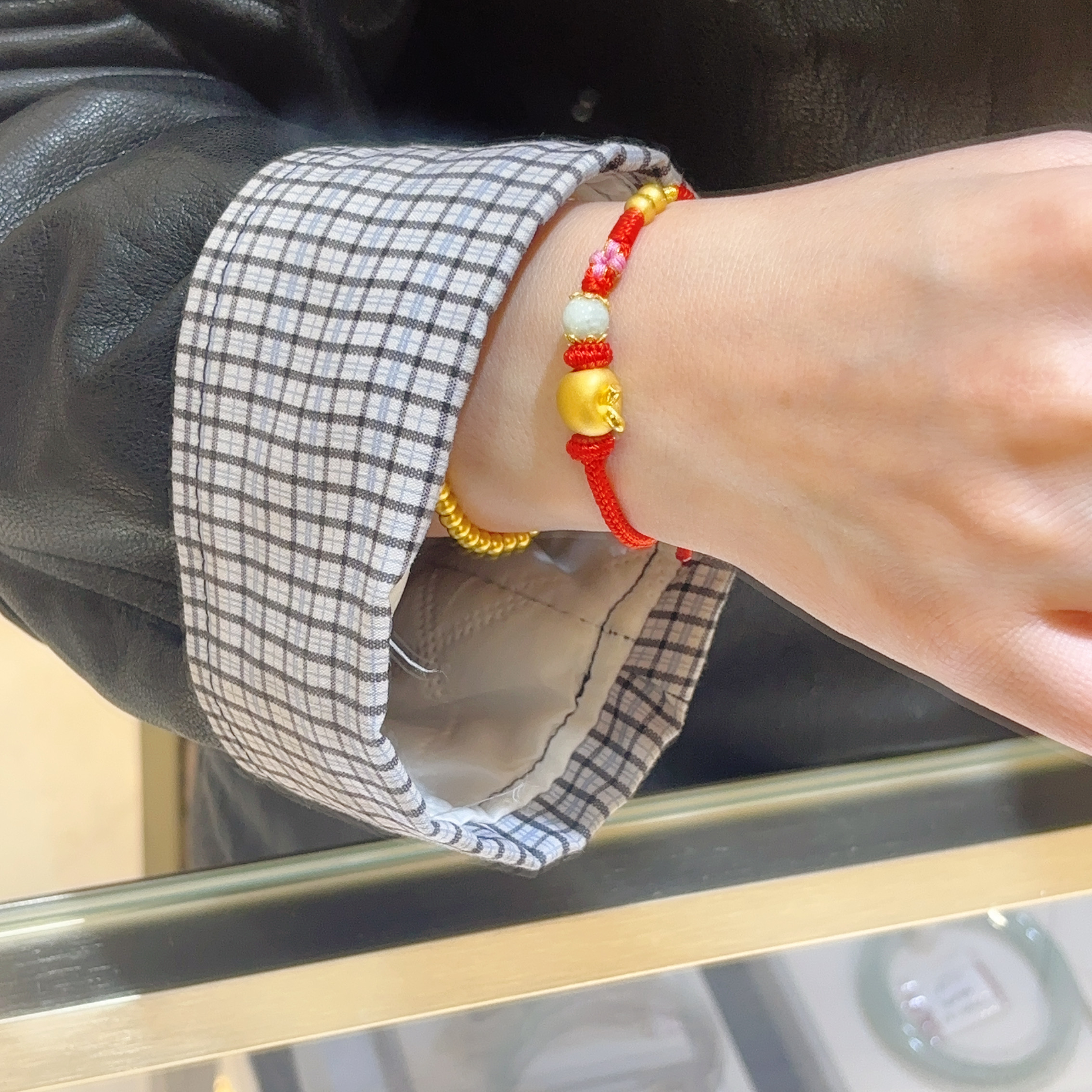 黄金苹果转运珠手链女 999足金平安果编织手绳生日礼物送女友闺蜜