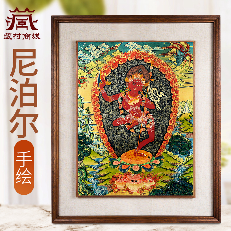 藏村尼泊尔进口金刚亥母手绘唐卡室内家用多吉帕姆墙壁玄关装饰画图片