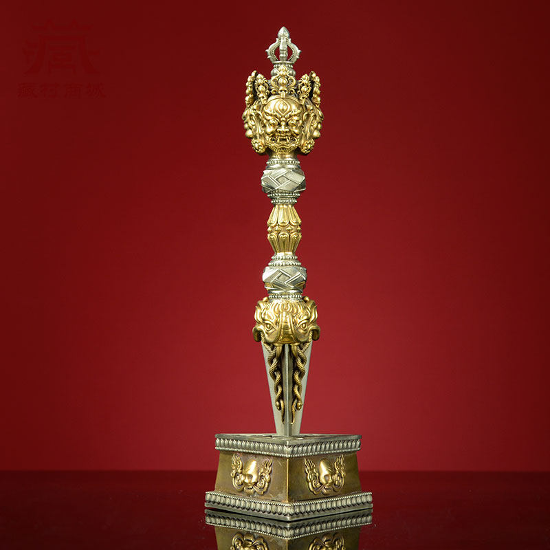 藏村三面普巴金刚橛秽迹金刚橛室内家用降魔杵桌面装饰摆件