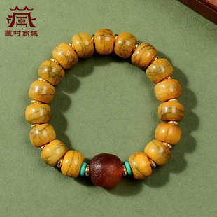 藏村牛骨手串三眼天珠配饰藏式盘玩手链松石配饰手持念珠单圈