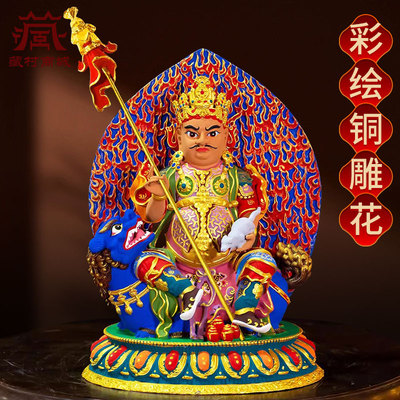 彩绘财宝天王铜像摆件