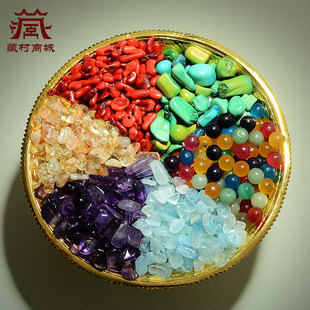 藏村曼扎盘装 赞七宝石供曼达盘修盘宝瓶佛塔七彩玛瑙宝石混搭