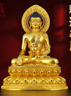 全鎏金释迦牟尼铜像摆件