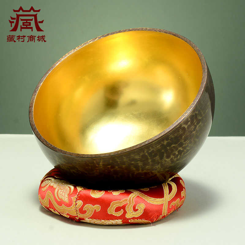 藏村紫金钵瑜伽钵音碗疗愈冥想铜磬钵盂颂钵钵盂铜碗摆件送教程