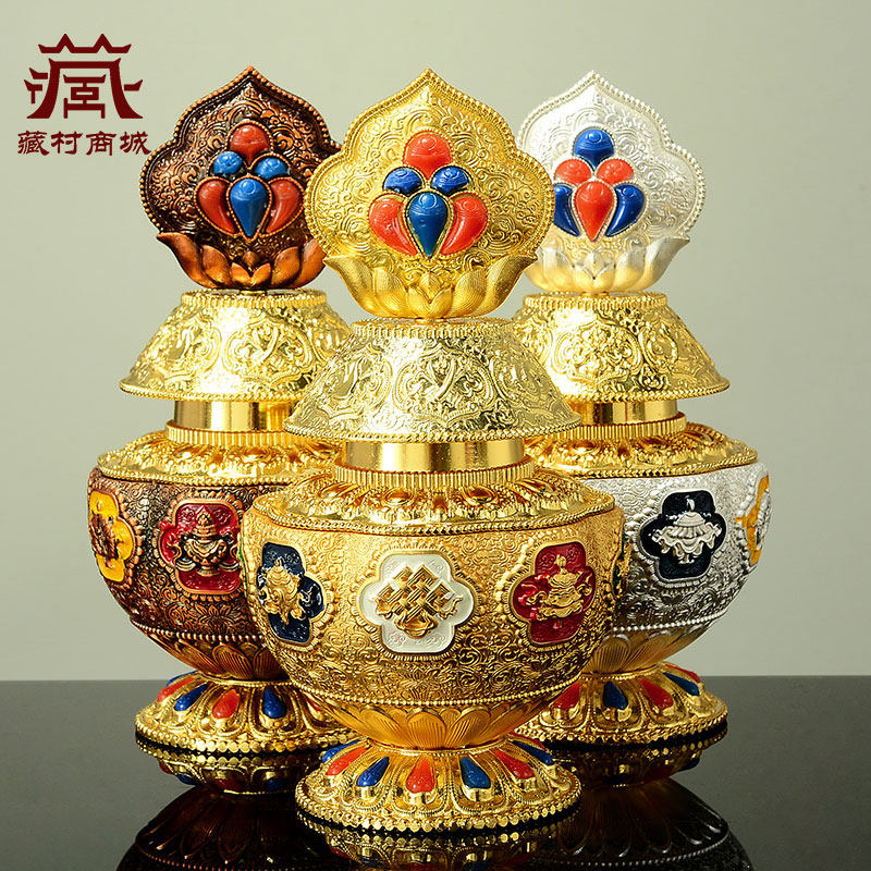 彩绘八吉祥雕花龙王宝瓶图片