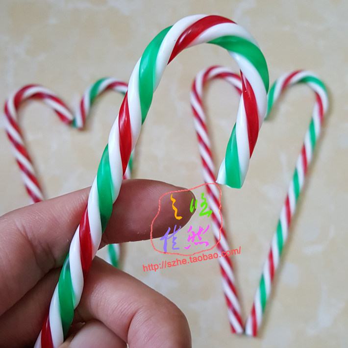 15cm拐杖糖果挂件圣诞节装饰品圣诞树配饰小挂件红色绿色拐棍糖