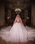 抹胸个性 性感显瘦宫廷迪拜豪华重工钻石珍珠奢华大拖尾婚纱 新款