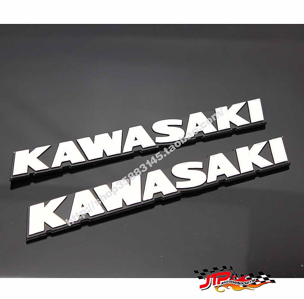 适用川崎kawasaki 复古车街车立体铝质油箱硬标白色字母贴标浮标
