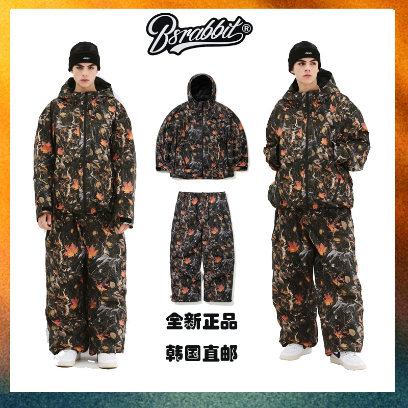 25新款韩国bsrabbit潮牌滑雪服男女同款bsr滑雪服单板自由式雪服