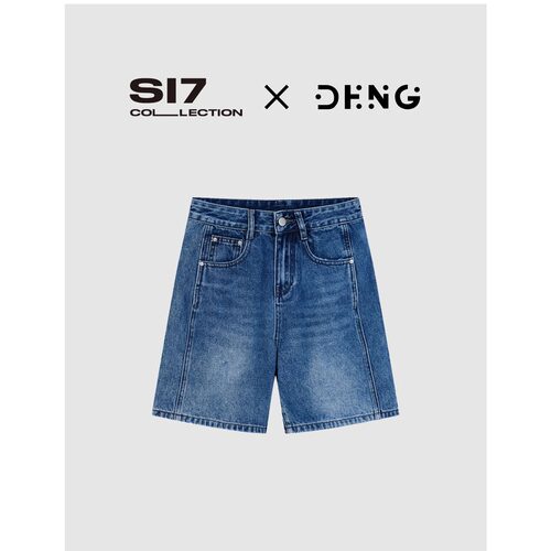 DENG 春夏新品复古水洗A字形高腰显瘦微阔腿牛仔短裤百搭NZS028