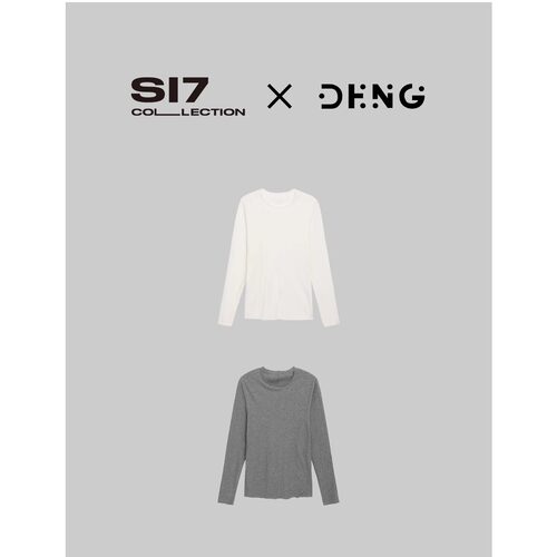 DENG 早春格调质感极简全棉轻薄毛边立裁显瘦长袖T恤白/灰FX019