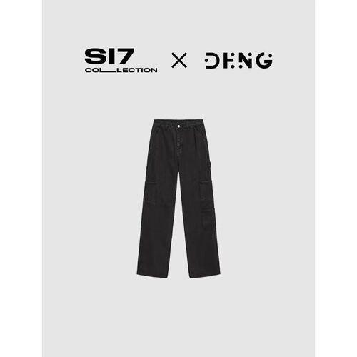 DENG 极简法工裤高腰直筒遮肉显瘦百搭口袋工装牛仔裤三色NZS022