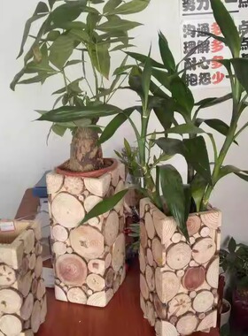 客厅木质插花筒艺术花盆套创意花架经典花箱高档发财桶花瓶套