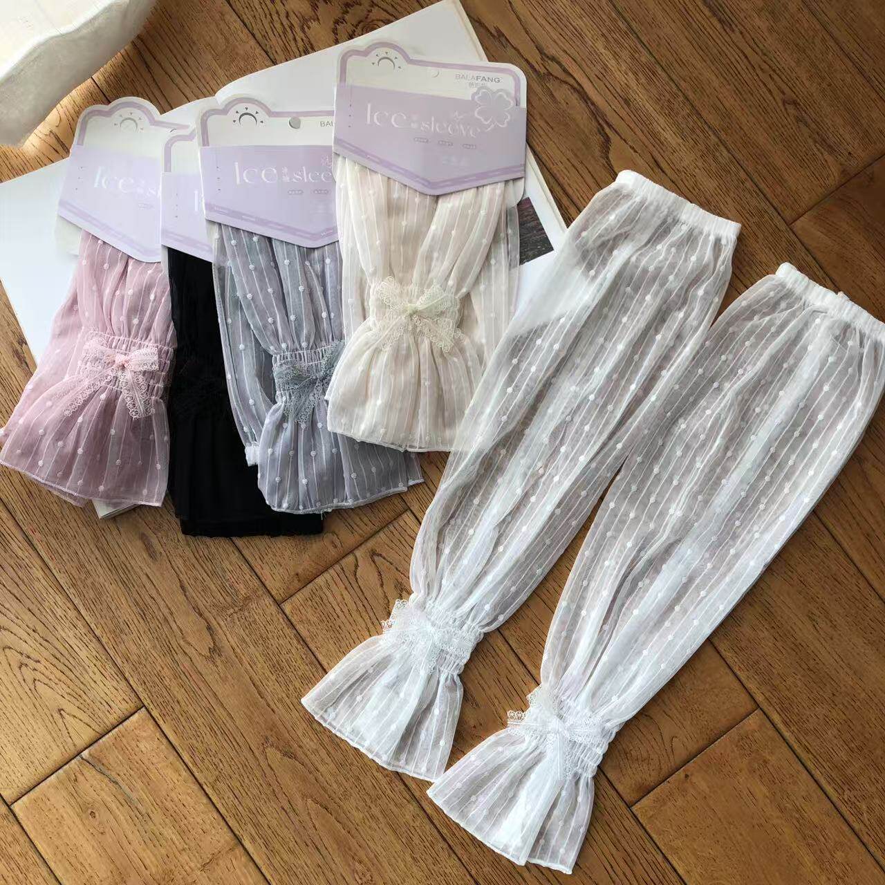 2025芭啦坊蕾丝淑女款韩版气质防晒袖套夏季防蚊薄透气户外出行款