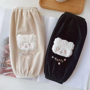 成人中长款袖套学生防脏羽绒服工作学习儿童秋冬黑色男女护袖卡通