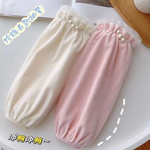 ins 套蕾丝毛绒保暖防污羽绒服纯色加长办公学生韩版 长款 女成人袖