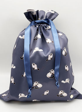 Petit Trouver暹罗猫咪印花收纳袋 便携收纳抽绳袋 饰品袋化妆袋