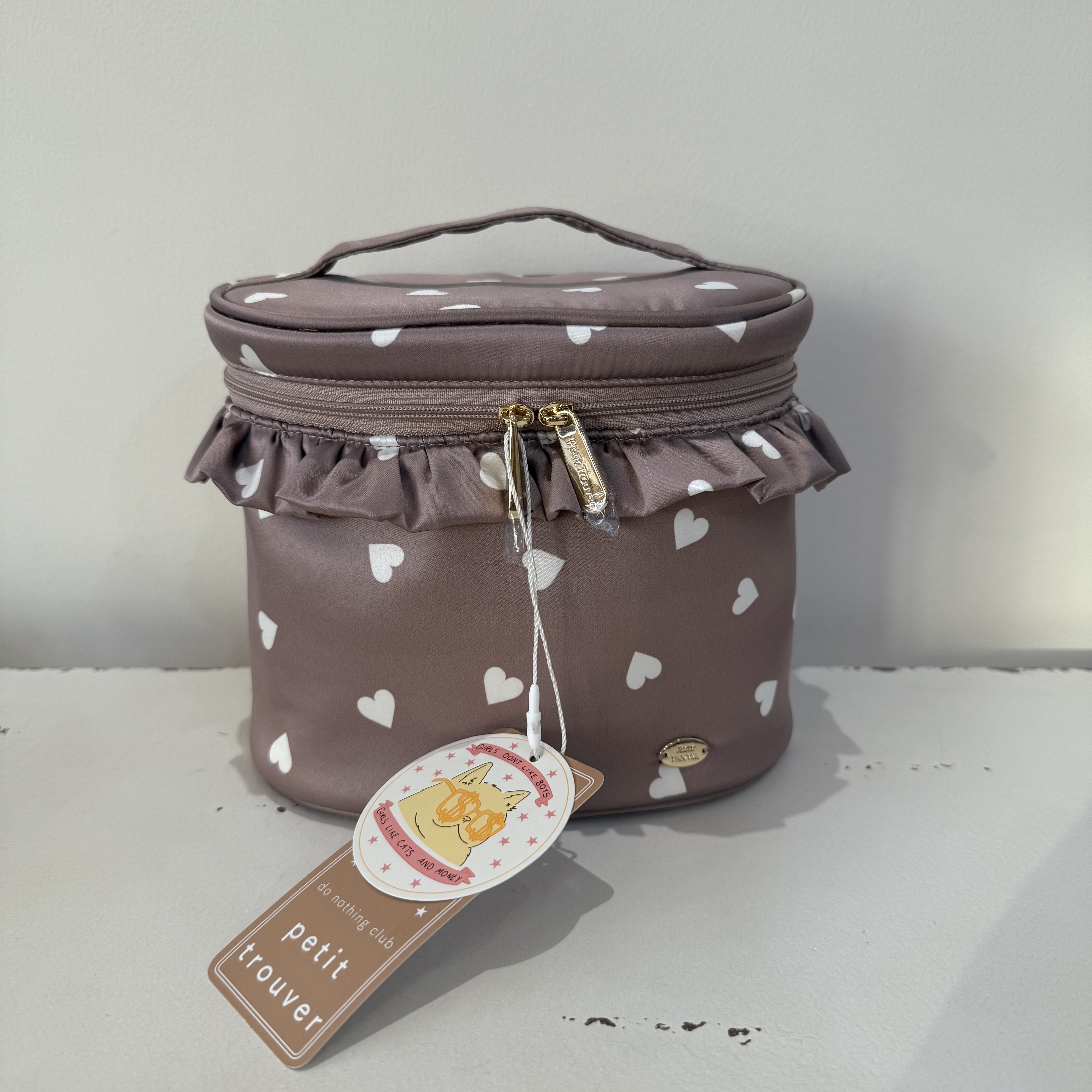 微瑕疵爱心印花手提中号化妆包 收纳包