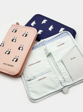 petit trouver 可爱动物印花护照夹 卡包 旅行证件收纳包