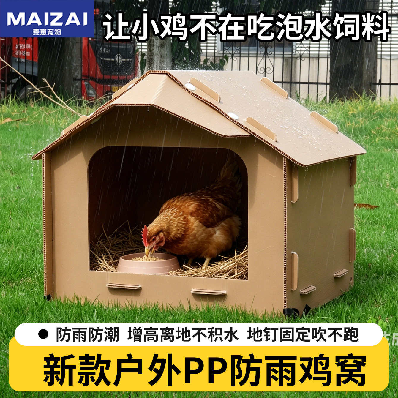 室外防雨塑料鸡窝 带干草鸡窝鸡生蛋窝四季通用易清洗宠物窝