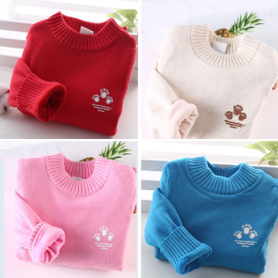 宝宝毛衣冬款儿童灰色打底衫冬季加厚加绒圆领线衣套头秋冬快活龙