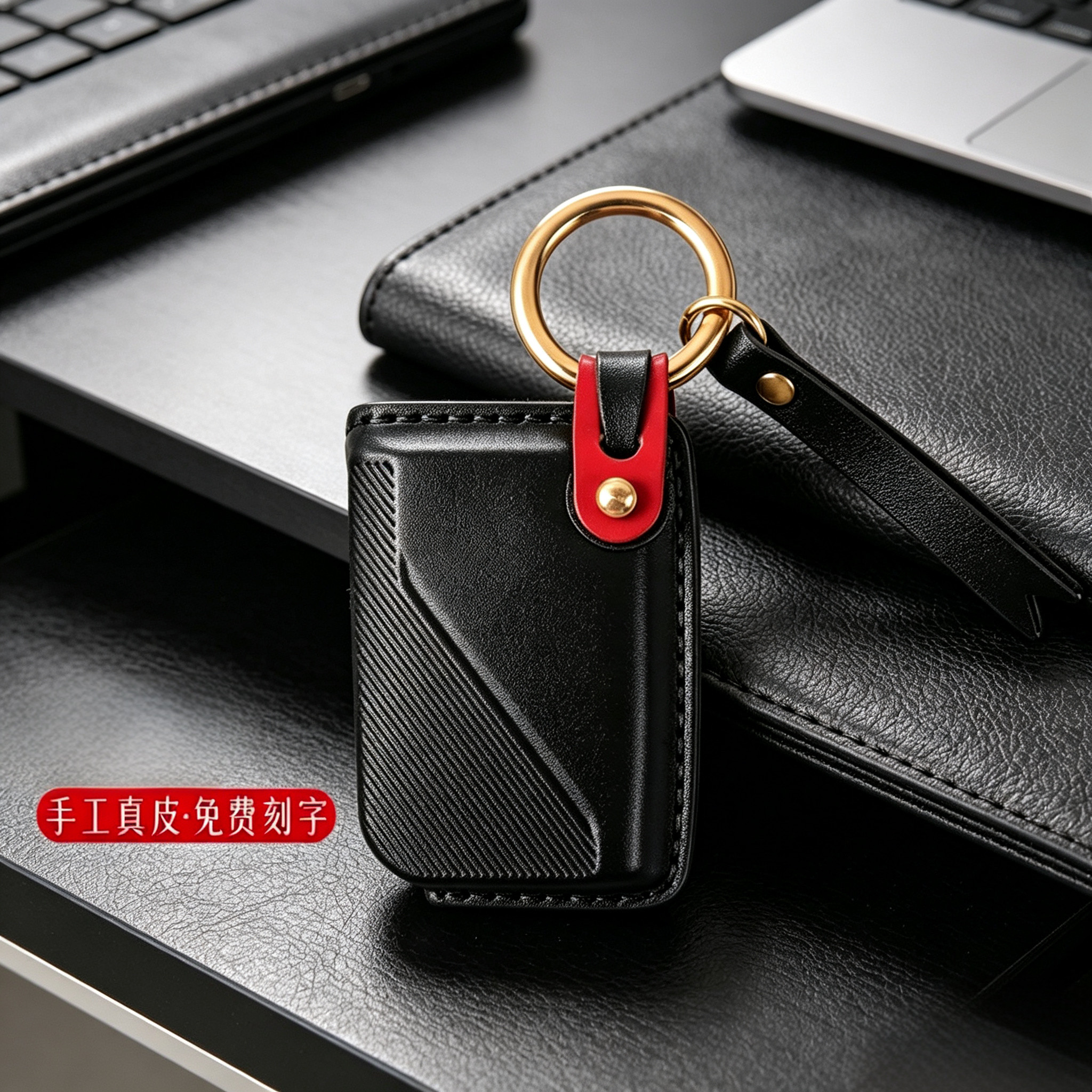 领克精致高档简约手工牛皮钥匙套