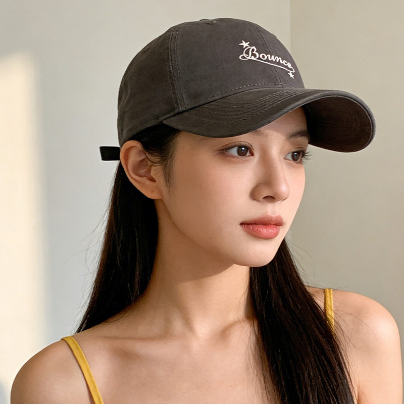 韩系宽檐字母刺绣棒球帽女遮阳