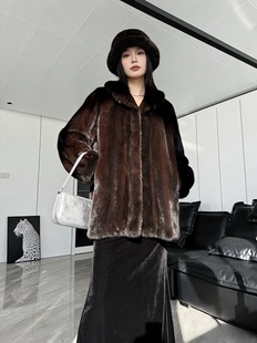 保真！进口一粒扣宝嘉美中古水貂 全脊背全抽工艺 L码 皮毛无瑕