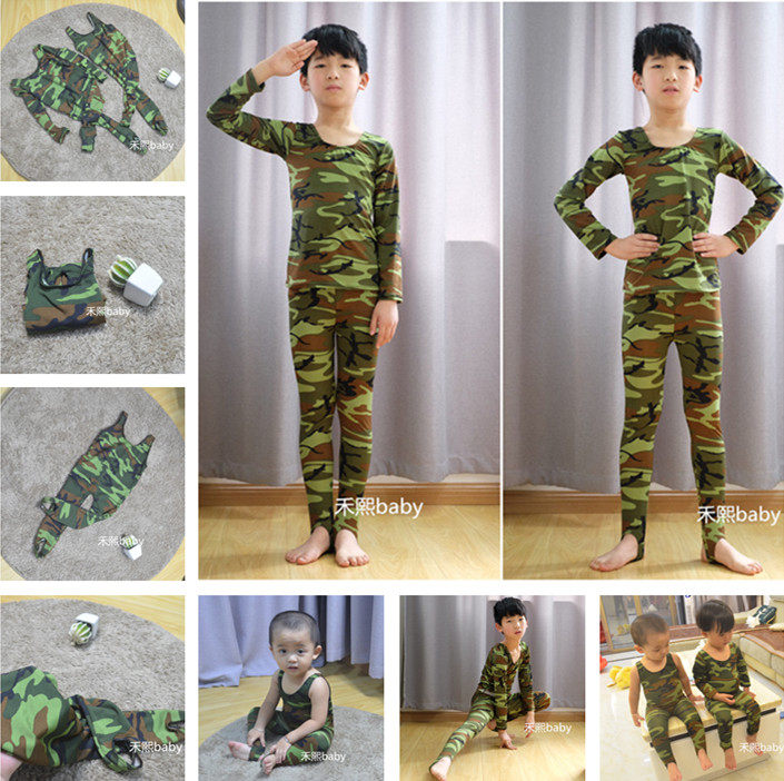 儿童迷彩兵娃娃背心体操服