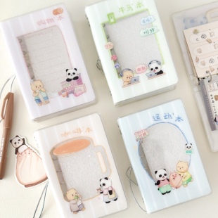 有熊M5A7手账本牛马咖啡购物运动原创插画活页外壳高透PVC收纳夹