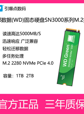 WD/西部数据SN3000固态硬盘1TB 2TB M.2接口笔记本电脑游戏硬盘AI
