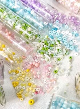 浅色系项链diy串珠玻璃