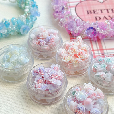 新款晕染手搓玫瑰软花散珠子diy串珠手工材料手链项链饰品配件