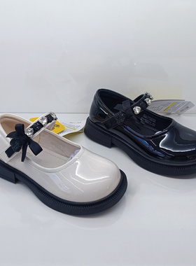 2024秋季新品牌兽霸女孩儿童魔术贴方头公主水钻时尚单皮鞋70853