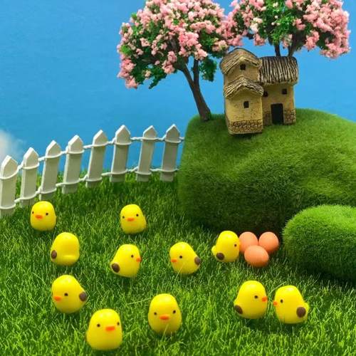 微景观小黄鸡造景摆件小动物模型