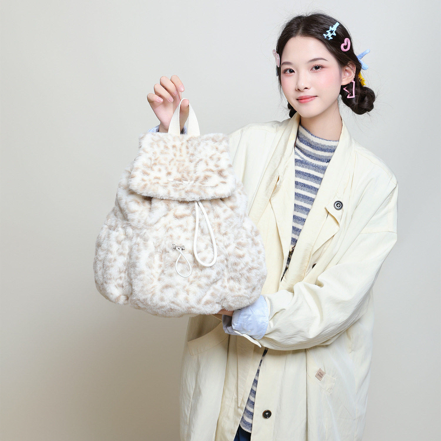 冬季羊羔毛绒背包女2025新款大容量豹纹双肩包 大学生秋冬棕色包C,箱包皮具/热销女包/男包,单肩包,淘宝优惠券,粉丝福利购,淘宝优惠卷