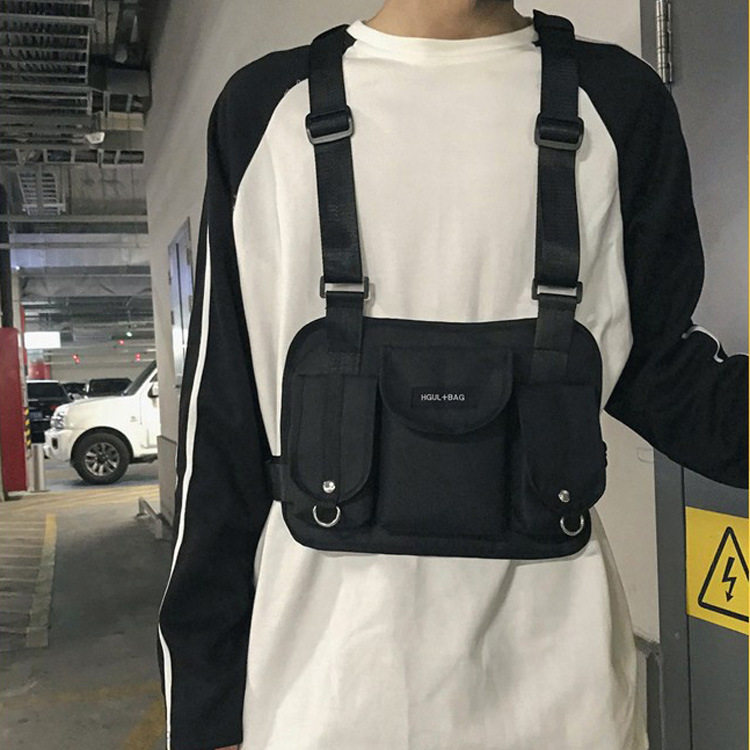 潮街拍男女背包 战术网红吃鸡同款二级甲马甲嘻哈机能胸包潮腰包N