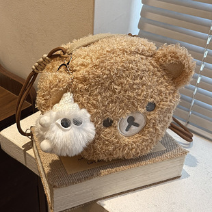 毛绒绒包包女 通勤斜挎小圆包N 2025年秋冬小众可爱单肩包流行时尚