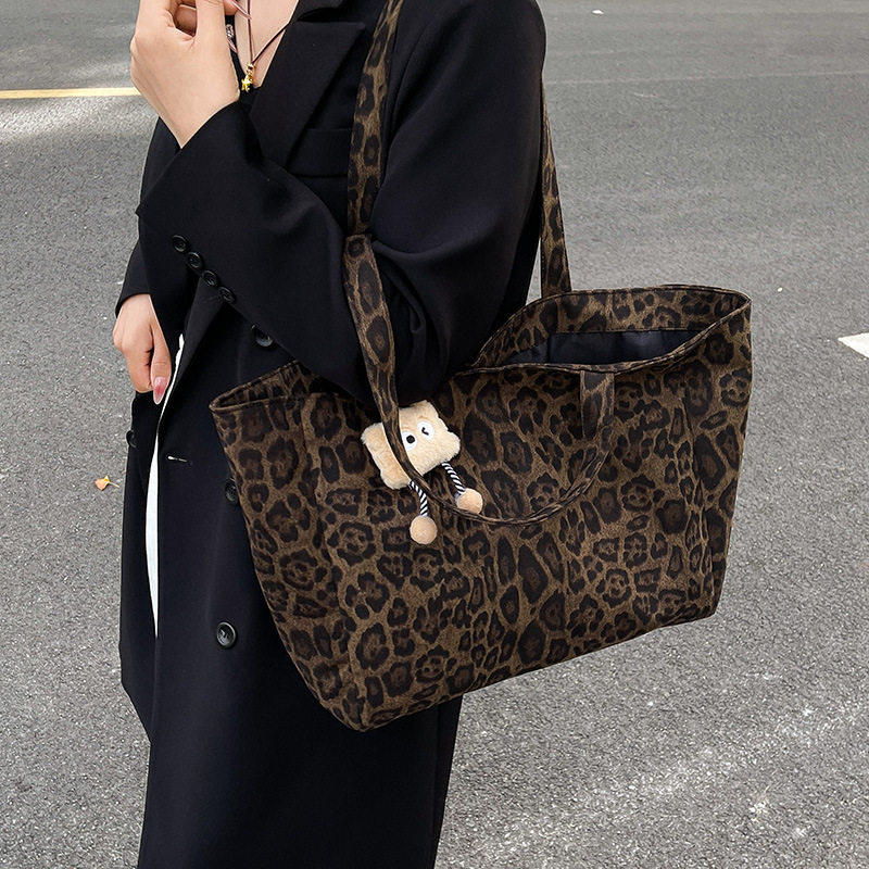 韩国ins小众慵懒风豹纹单肩包女学生通勤豹纹大容量托特包购物袋T,箱包皮具/热销女包/男包,单肩包,淘宝优惠券,粉丝福利购,淘宝优惠卷