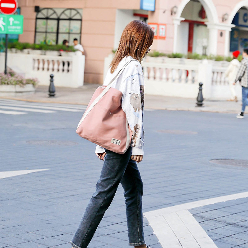 韩版帆布包女2025新款学生包 休闲斜挎包装书补习大容量单肩包包C