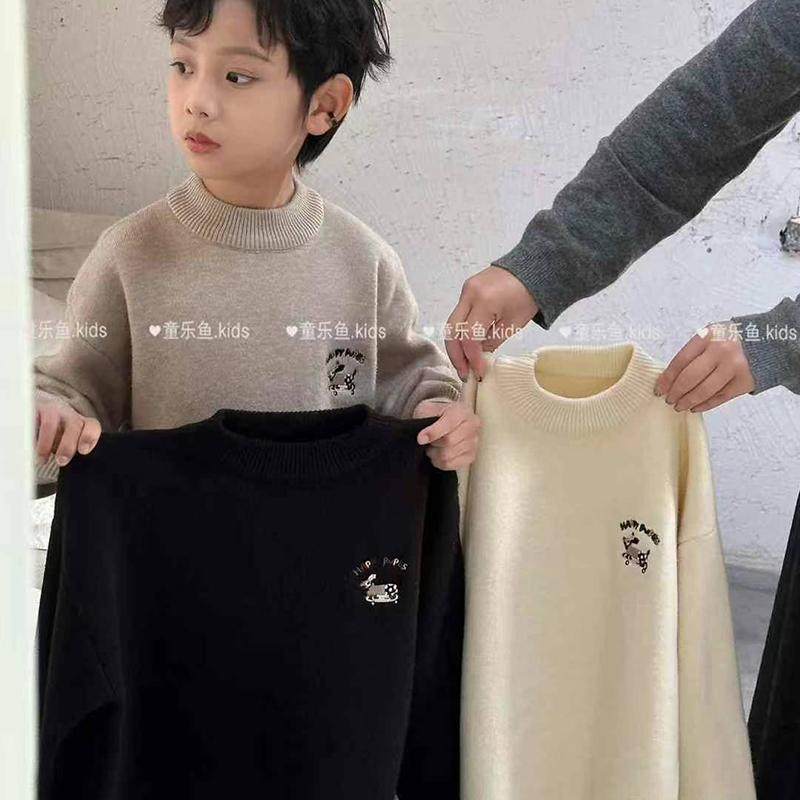 童乐鱼童装儿童水貂绒毛衣2024秋冬款男女童刺绣加绒针织线衫0230,童装/婴儿装/亲子装,毛衣/针织衫,淘宝优惠券,粉丝福利购,淘宝优惠卷