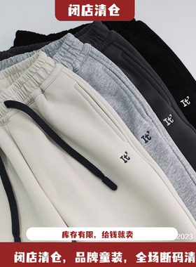 XZTX小智同学儿童加绒卫裤童装冬裤刺绣休闲束脚裤长裤运动裤2291
