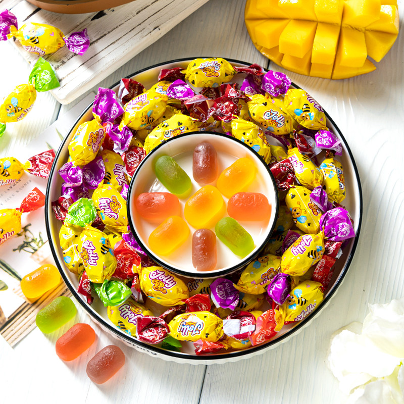 俄罗斯糖果小蜜蜂朱莉果冻夹心软糖橡皮糖爆浆qq糖零食年货喜糖