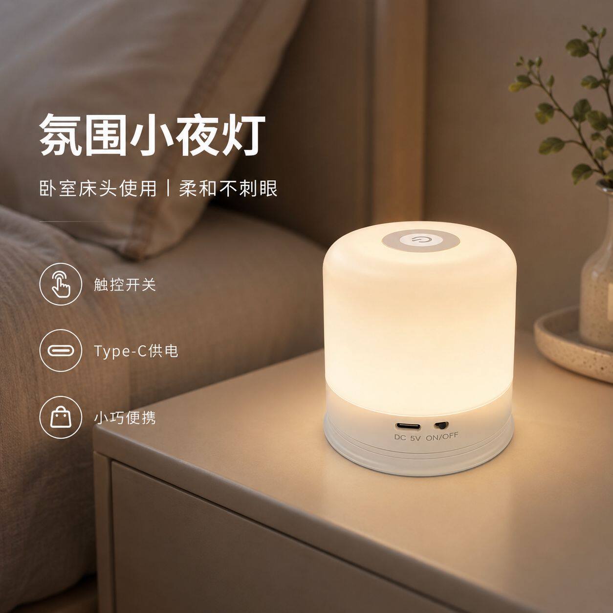 智特无极调光小夜灯触卧室氛围照明灯婴儿喂奶护眼台灯睡眠灯遥控